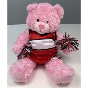 BUILD-A-BEAR WORKSHOP BABW 17" Pink Plush Stuffed Bear with Red Cheer Outfit EUC